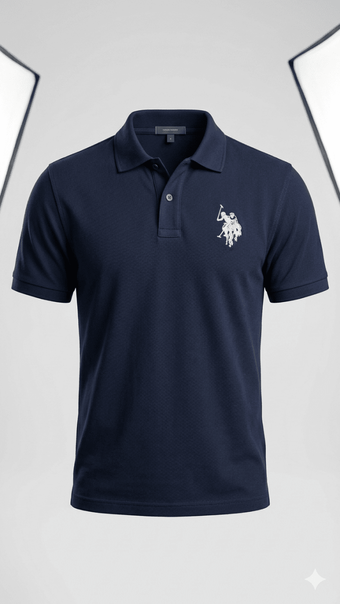 US POLO NAVY BLUE WITH WHITE LOGO ON CHEST (BG-000731) - men shirts