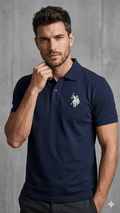 US POLO NAVY BLUE WITH WHITE LOGO ON CHEST (BG-000731) - men shirts
