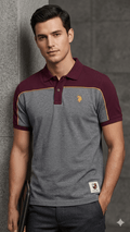 US POLO TOP MAROON AND BOTTOM GREY (BG-000723) - men shirts