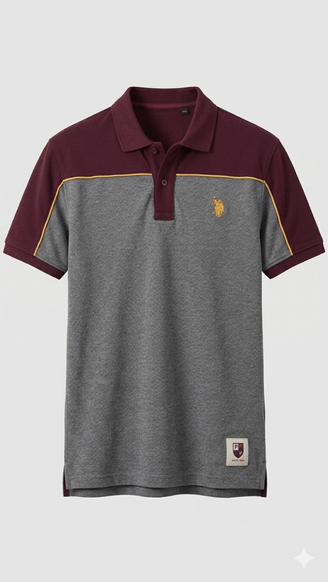 US POLO TOP MAROON AND BOTTOM GREY (BG-000723) - men shirts