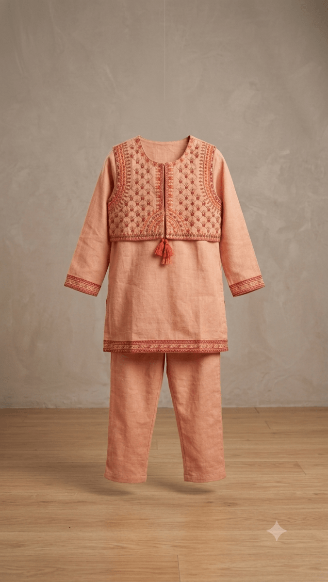 WELL LOOK 3 PC ORANGE KURTI (BG-000699) - 2 piece suit