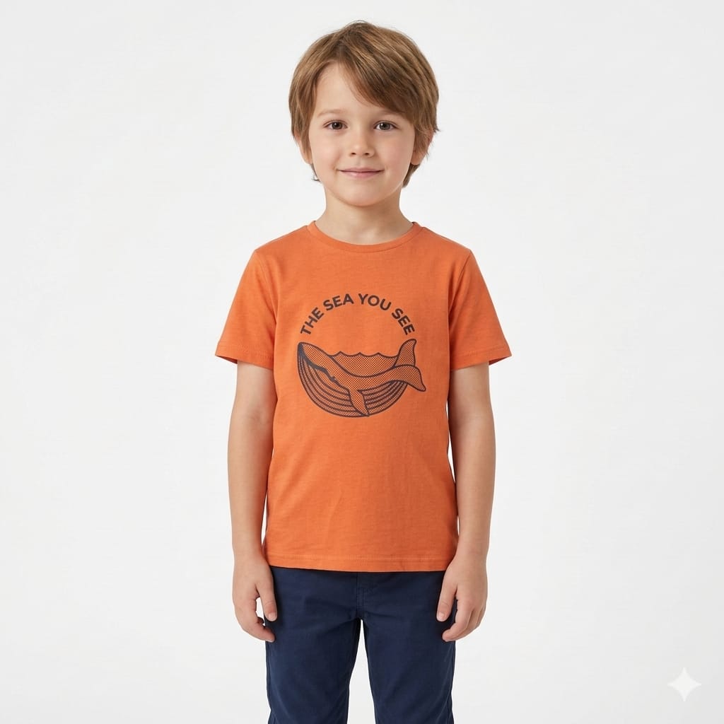 Whale Orange T-shirt (BG-000315) - boy tshirt