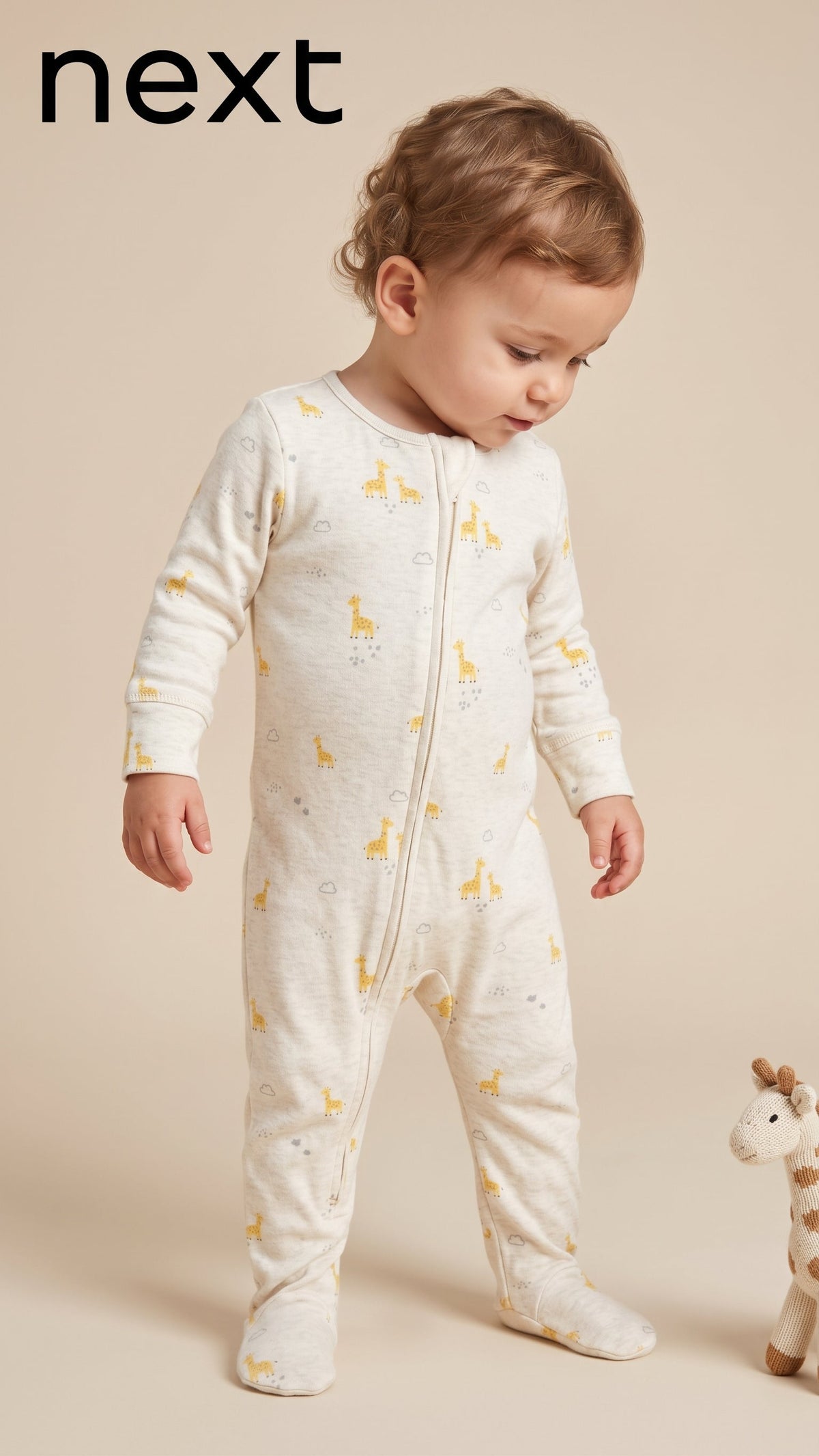 White Baby Chick Print Footed Romper (BG-000668)