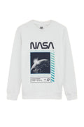 White crew neck shirt with nasa print (BG-000112)
