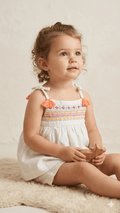 White Frock with Thread Work (BG-000464)