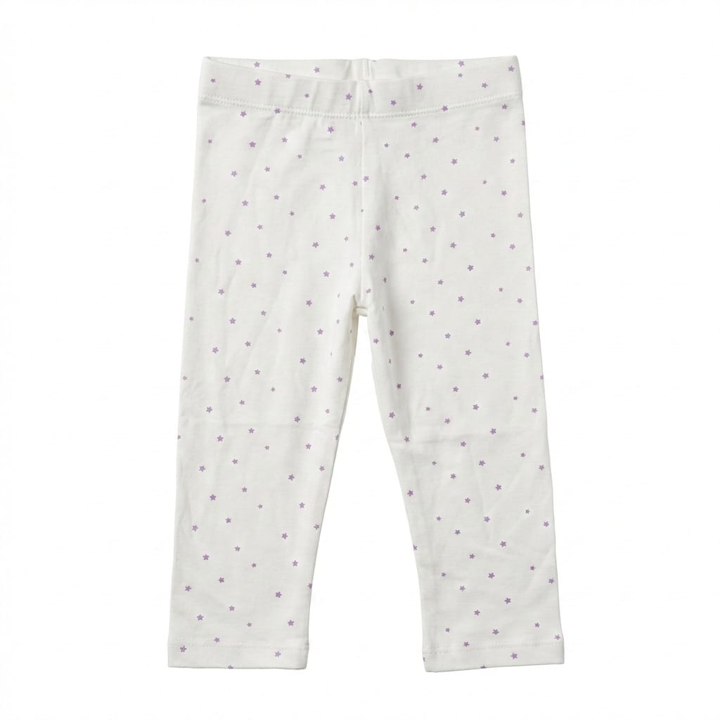 White Legging with Pink Stars (BG-000222) - girl tights