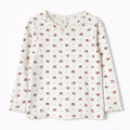 White Long Sleeve with Red & Green Ditsy Print (BG-000171)