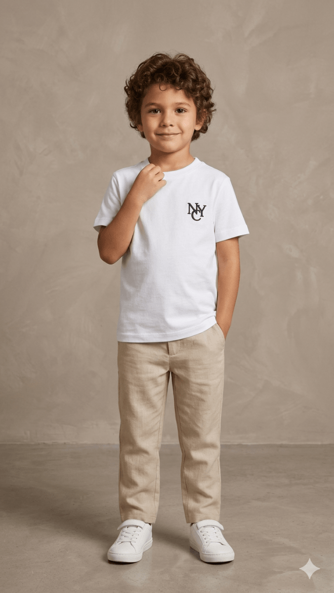 WHITE POLO SHIRT WITH NYC (BG-000595) - polo