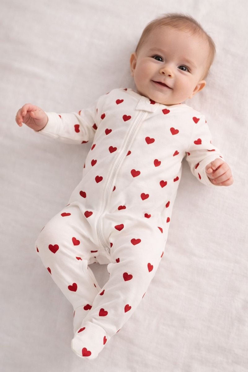 White Romper with Red Heart (BG-000126)