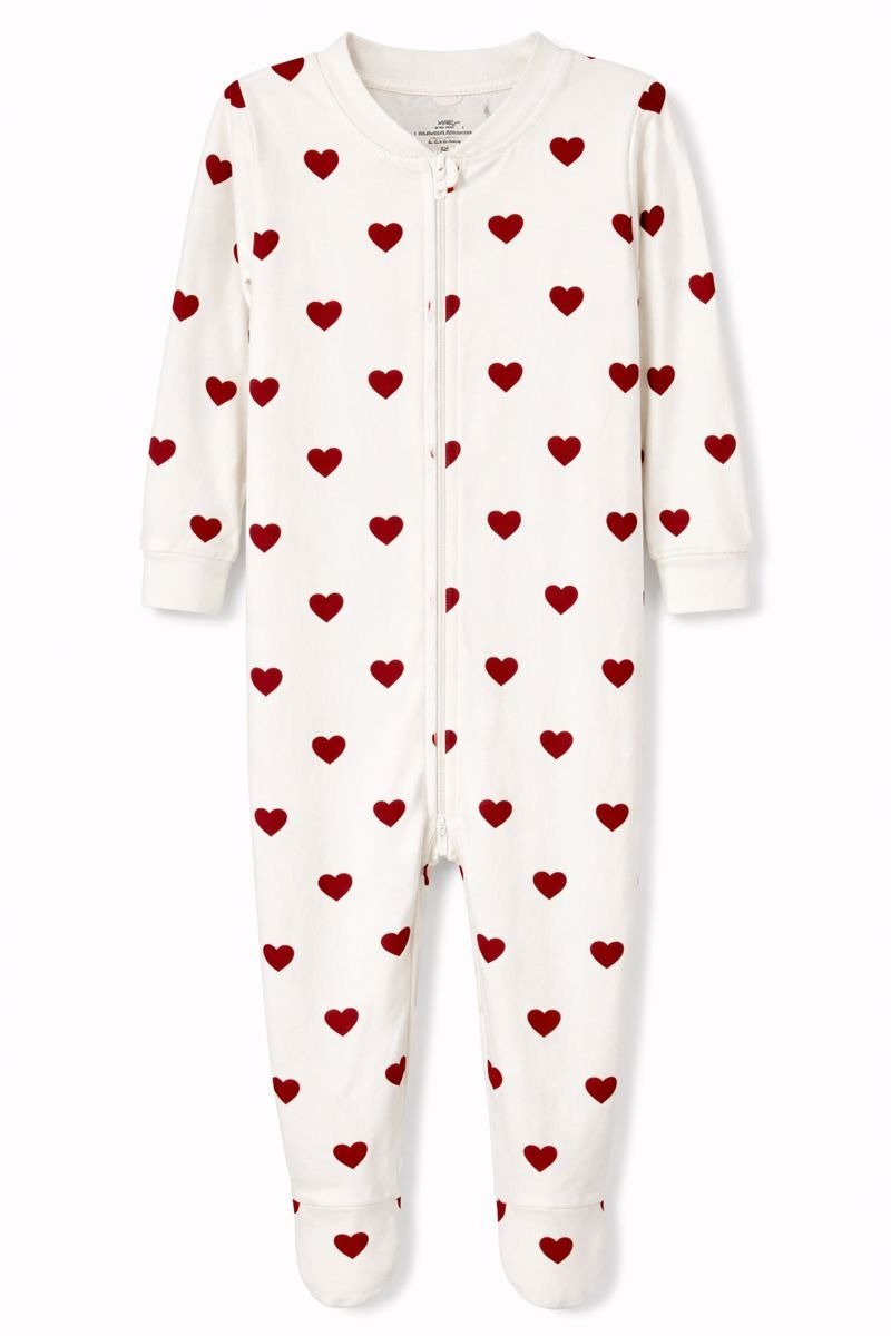 White Romper with Red Heart (BG-000126)