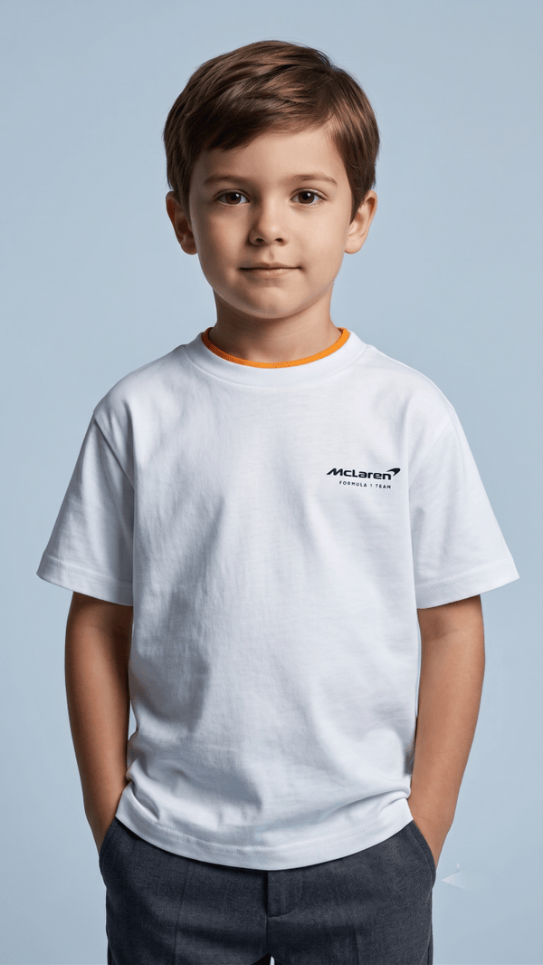 WHITE T SHIRT MCLERAN WITH BACK PRINTING (BG-000839) - boy tshirt