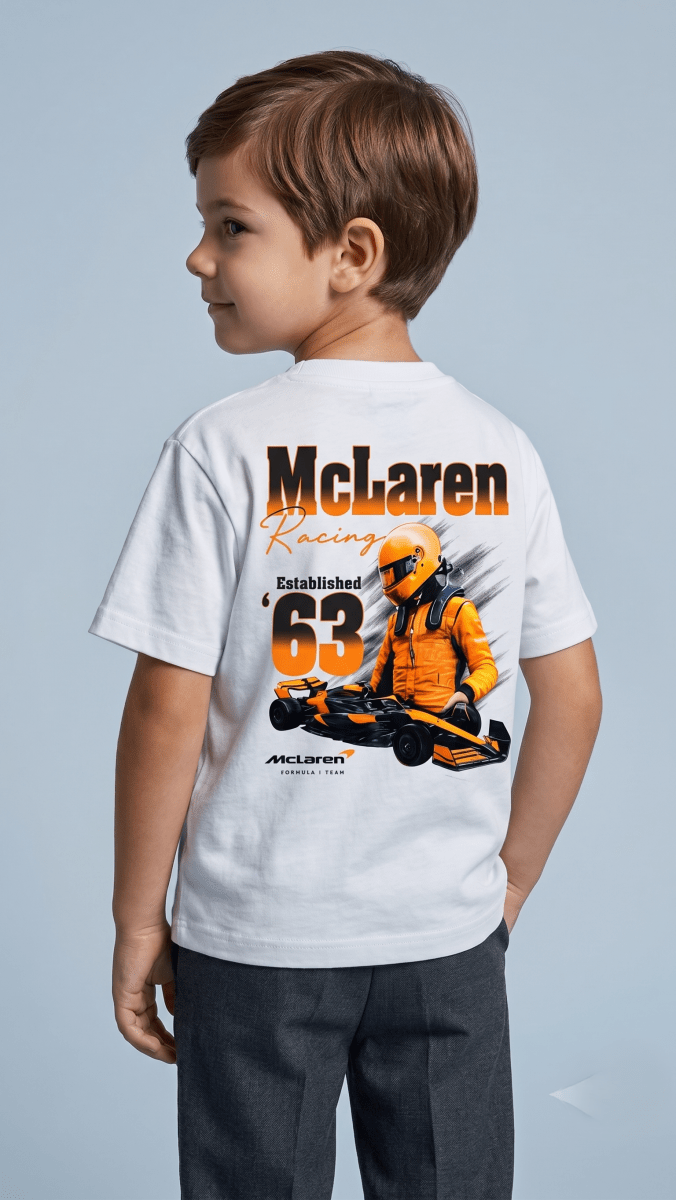 WHITE T SHIRT MCLERAN WITH BACK PRINTING (BG-000839) - boy tshirt