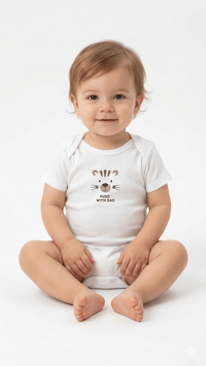 White Tiger Face & Text Higs With Dad Bodysuit (BG-000414) - Bodysuit