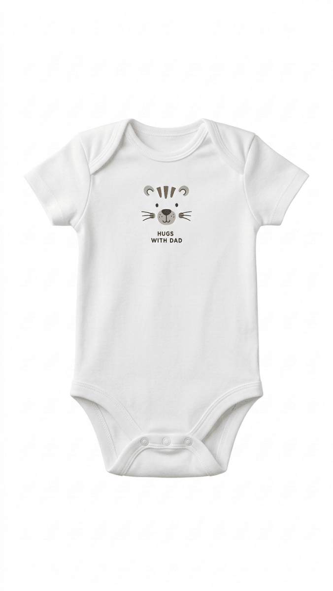 White Tiger Face & Text Higs With Dad Bodysuit (BG-000414) - Bodysuit