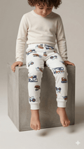 White Trouser with Machionary Print (BG-000509) - boy trouser