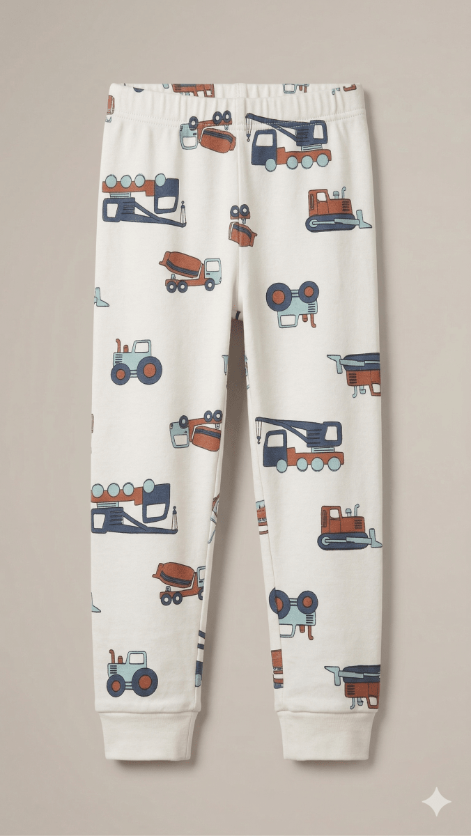 White Trouser with Machionary Print (BG-000509) - boy trouser