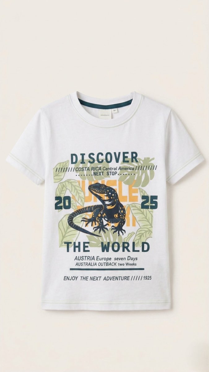 White with Discover the World (BG-000443) - boy tshirt