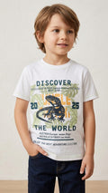 White with Discover the World (BG-000443) - boy tshirt