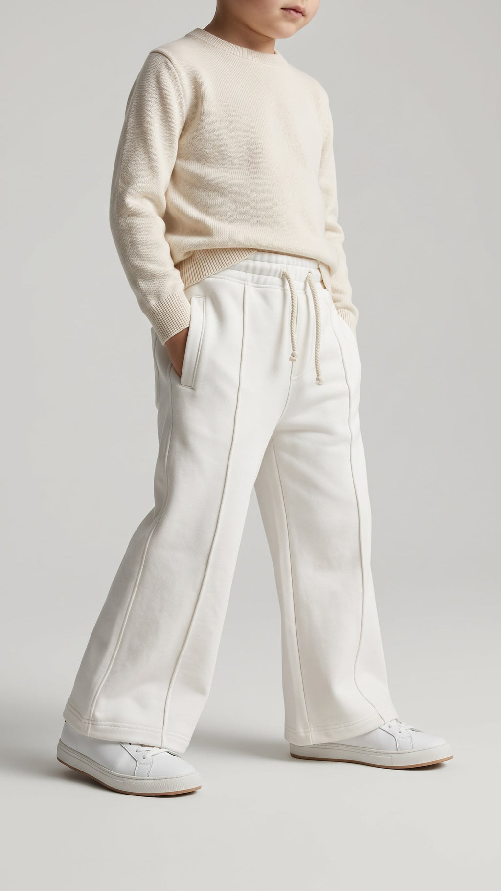 Winter White Terry Trousers with Drawstring Waist (BG-000961)