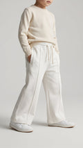 Winter White Terry Trousers with Drawstring Waist (BG-000961)