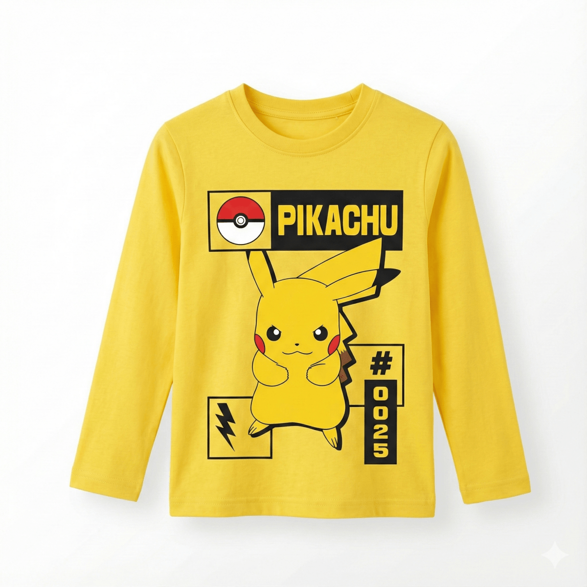 Yellow long sleeved Shirt with pikachu print (BG-000102)