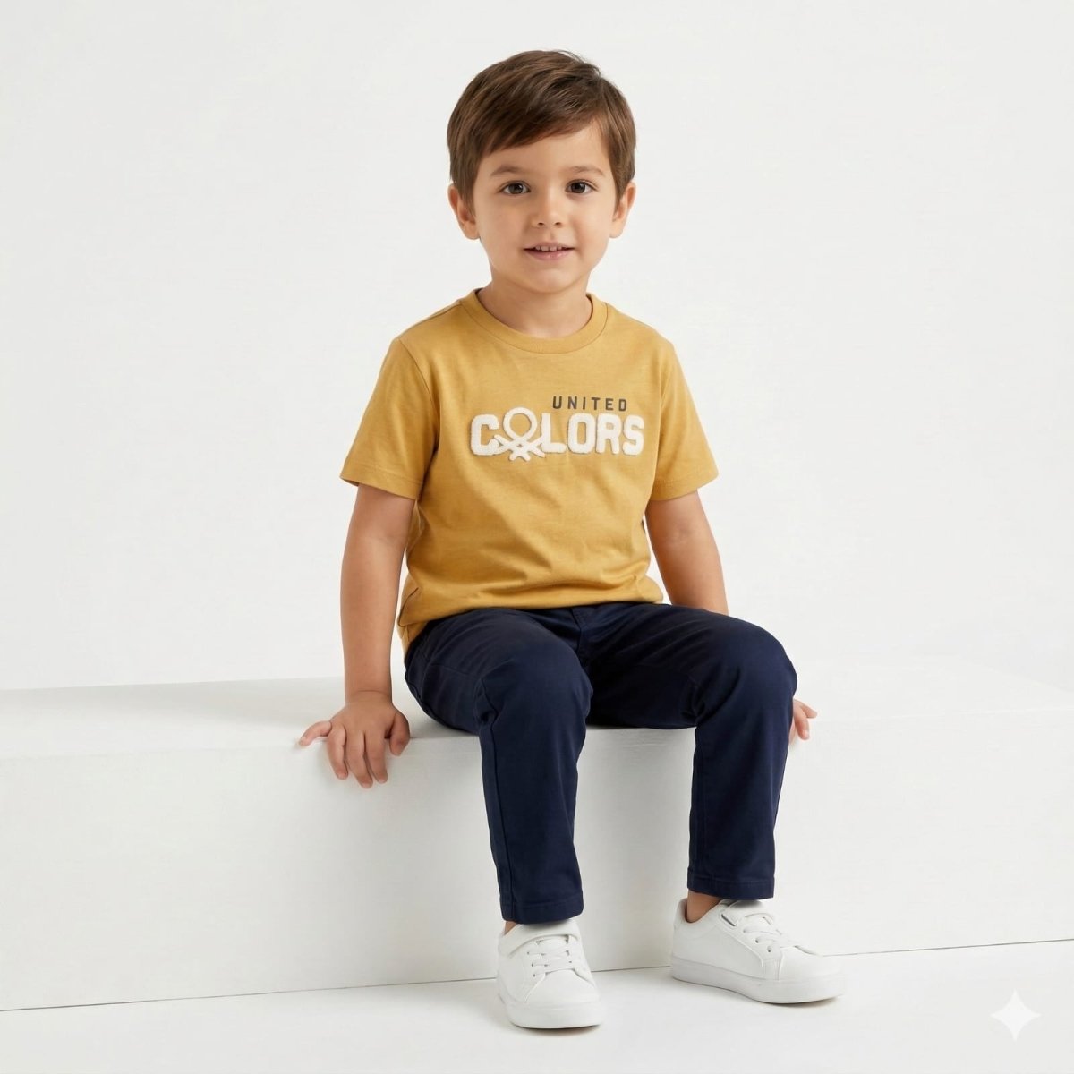 Yellow Regular Fit T-shirt with United Colors Graphic on Chest (BG-000360) - boy tshirt