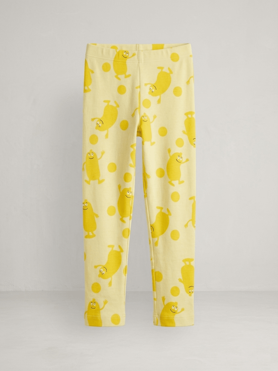 YELLOW TIGHTS WITH SMILY LEMON PRINT (BG-000802) - girl tights