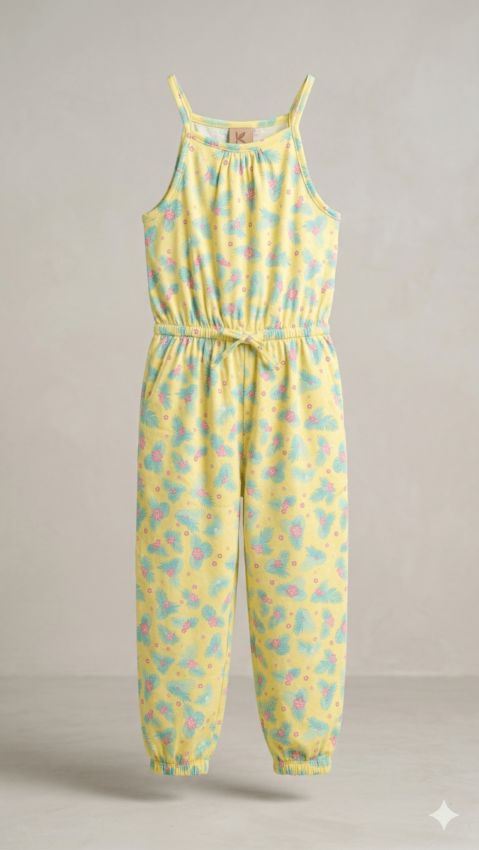 YELLOWJUMPSUIT WITH PLANTS BG-000404 - dungaree