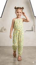 YELLOWJUMPSUIT WITH PLANTS BG-000404 - dungaree
